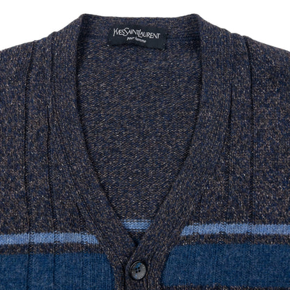 Vintage 90s YSL Yves Saint Laurent Wool Knit Button Up Cardigan Size XL