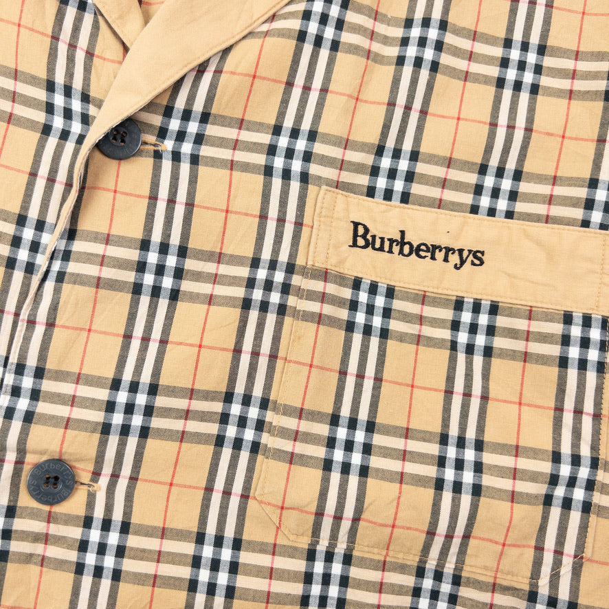 Vintage 90s Burberry Nova Check Long Sleeve Button Up Pyjama Shirt Size L