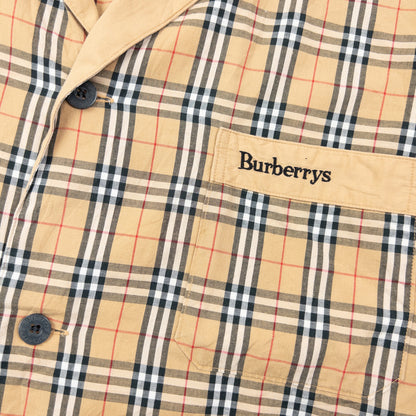 Vintage 90s Burberry Nova Check Long Sleeve Button Up Pyjama Shirt Size L