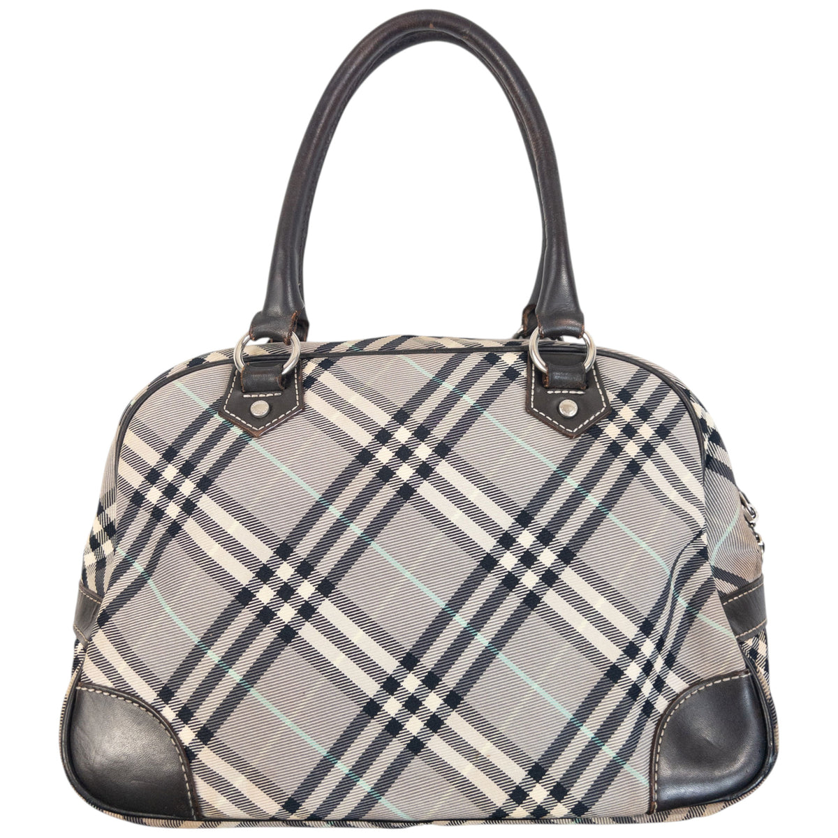 Vintage 2000s Burberry Blue Label Nova Check Handbag in grey
