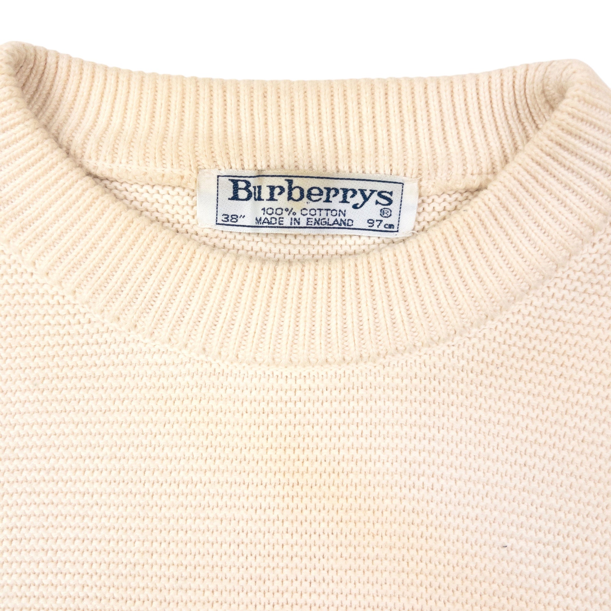 Vintage 90s Burberry Embroidered Knit Jumper Size M