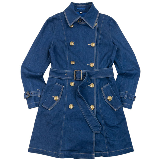 Vintage 2000s Burberry Blue Label Belt Waist Denim Trench Jacket