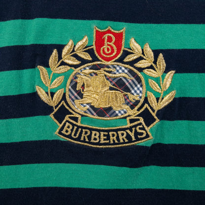 Vintage Burberry Embroidered Striped T Shirt Size S