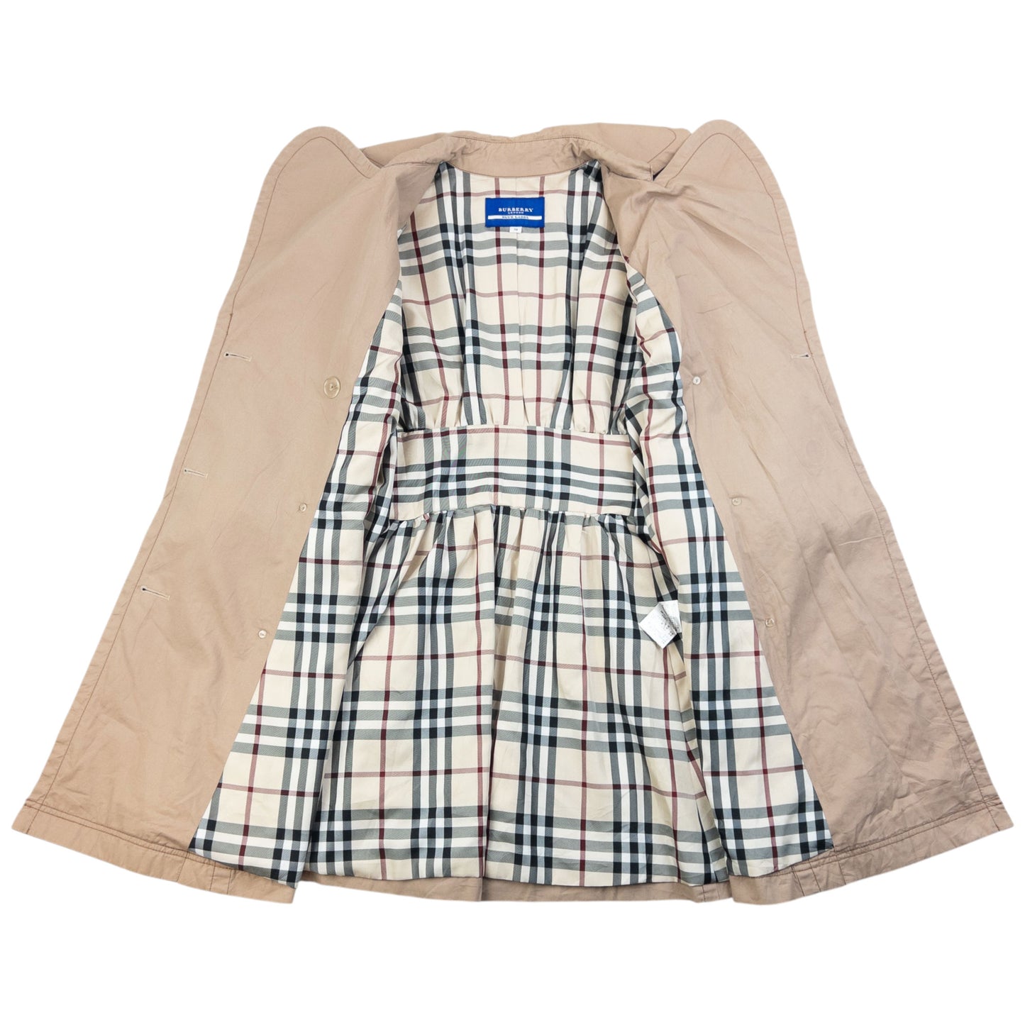 Vintage 2000s Burberry Blue Label Nova Check Lined Trench Jacket Womens Size M