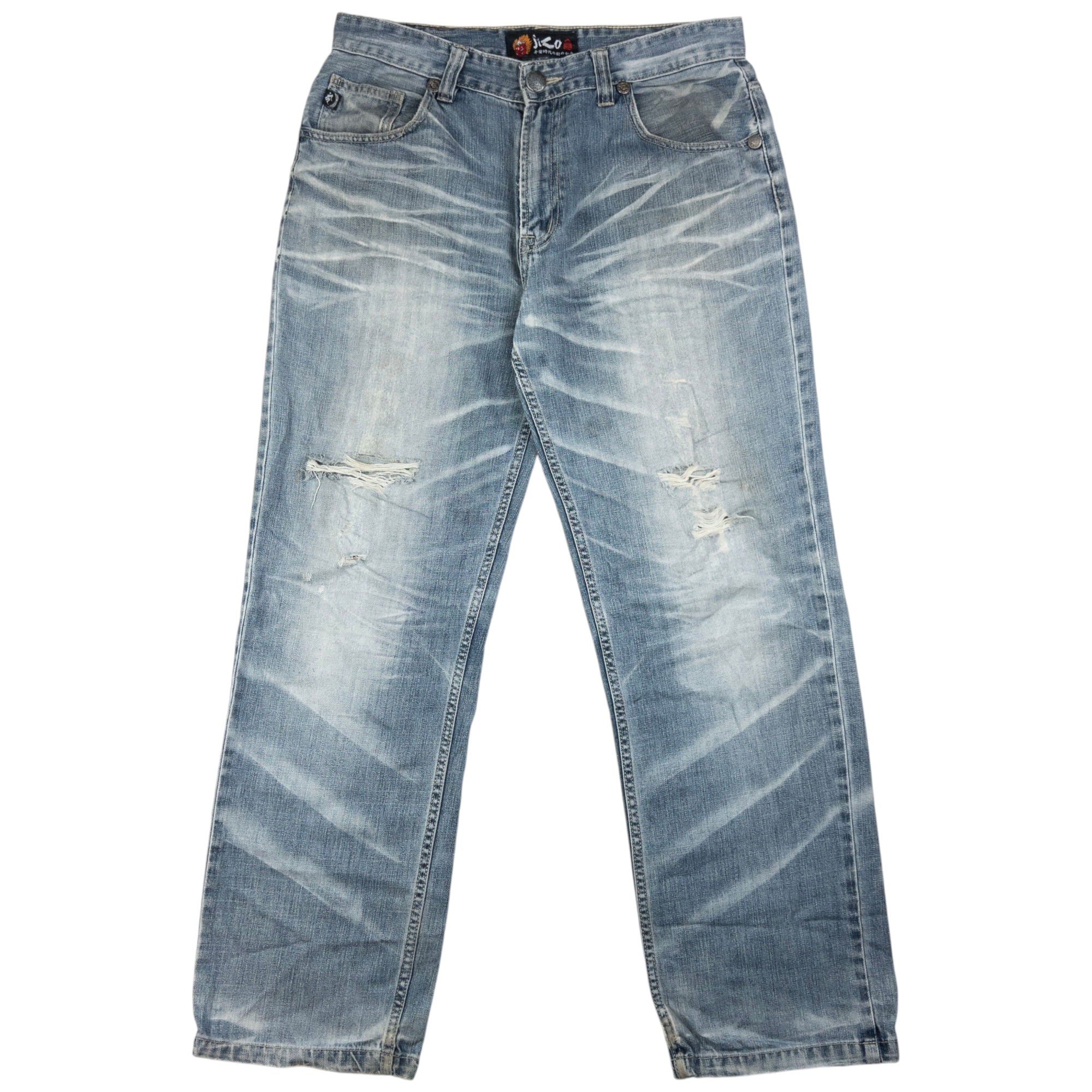 Vintage Jizo Bosatsu Embroidered Troll Japanese Denim Jeans Size W34