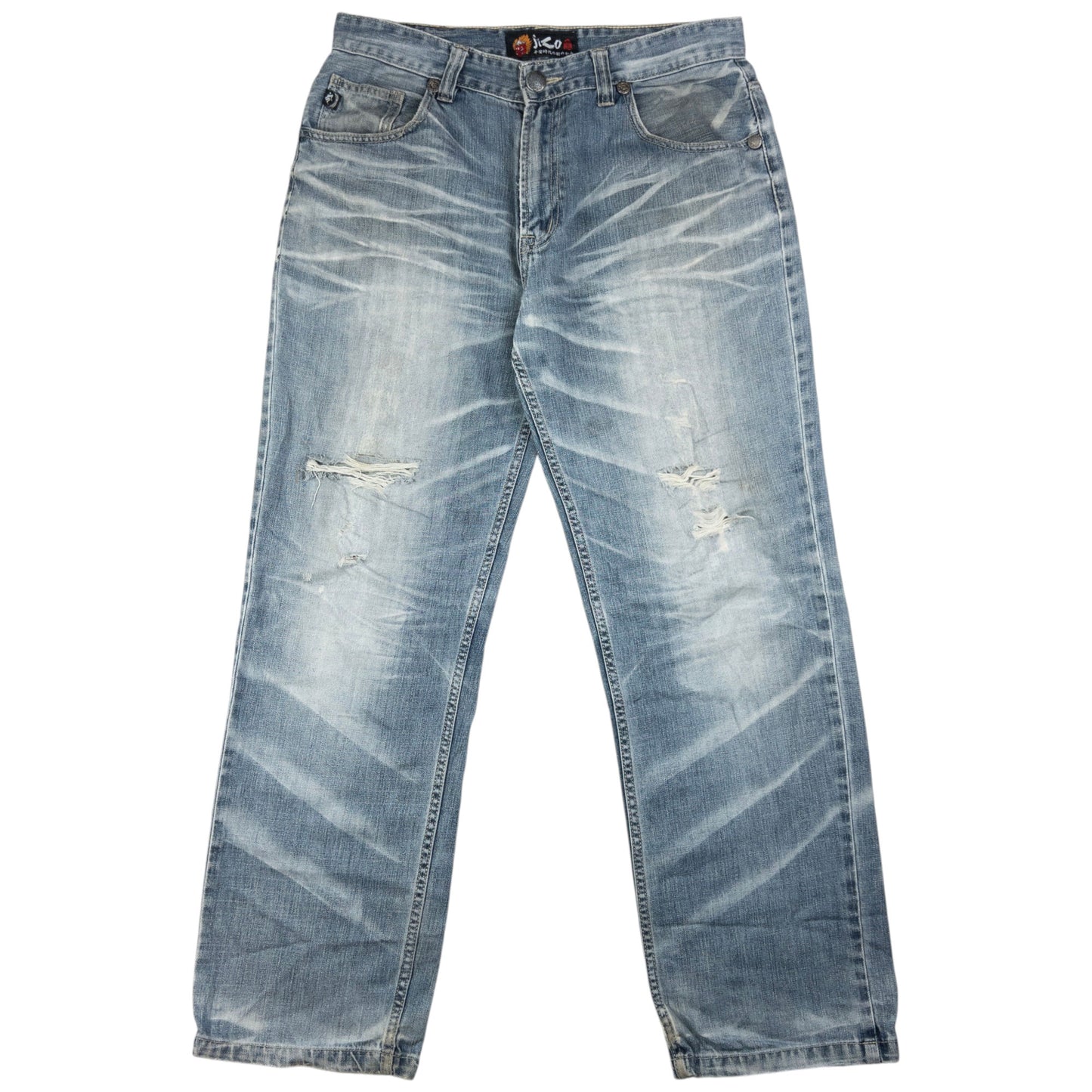 Vintage Jizo Bosatsu Embroidered Troll Japanese Denim Jeans Size W34