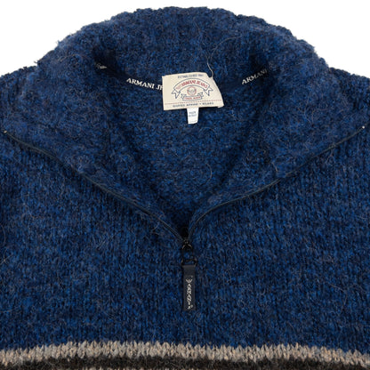 Vintage Armani Jeans Q Zip Knit Jumper Size XL