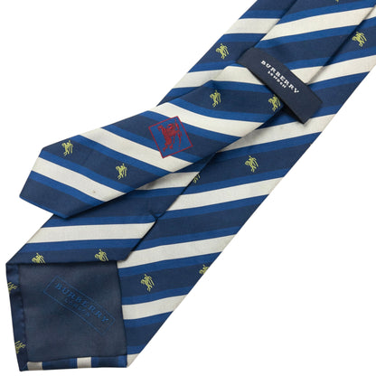 Vintage 2000s Burberry Monogram Striped Silk Tie