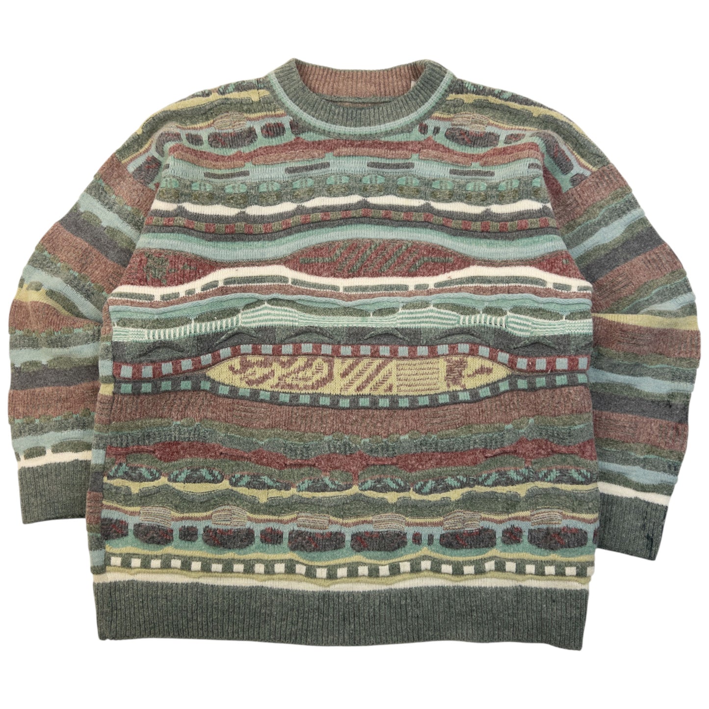Vintage Pattern Knit Wool Jumper Size XS