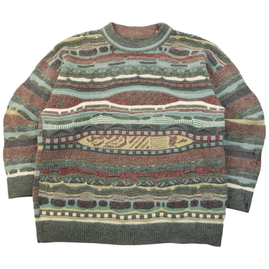 Vintage Pattern Knit Wool Jumper Size XS