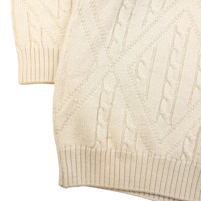 Vintage Burberry Embroidered Cable Knit Jumper Size XL