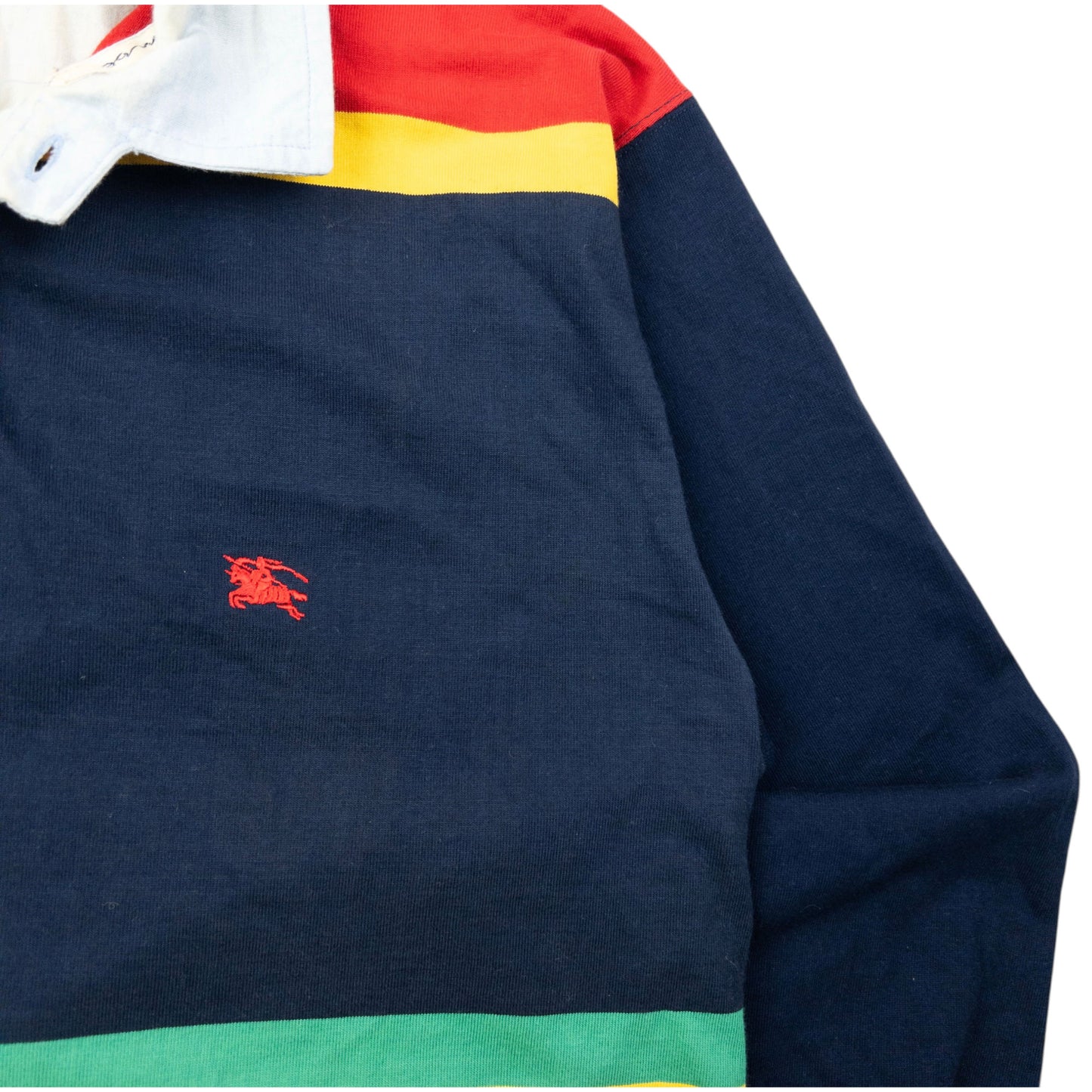 Vintage 90s Burberry Striped Long Sleeve Polo Shirt Size M