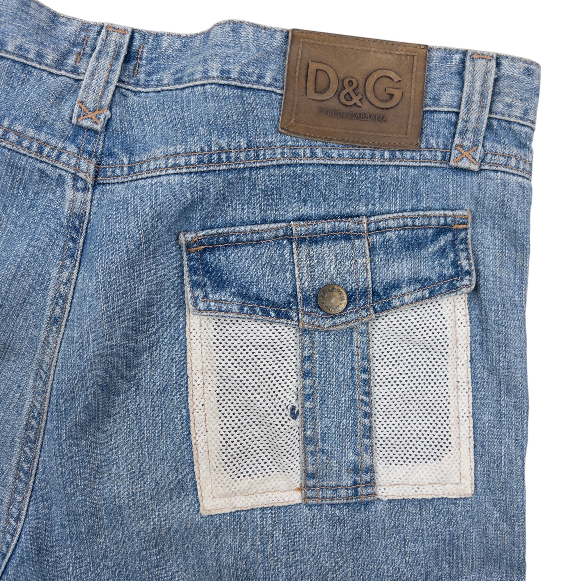 Vintage 2000s Dolce & Gabbana Mesh Cargo Pocket Denim Jeans Size W38