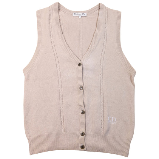 Vintage 90s Dior Sports Button Up Wool Sweater Vest Womens Size M