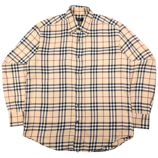 Vintage Burberry Nova Check Long Sleeve Button Up Shirt Size L