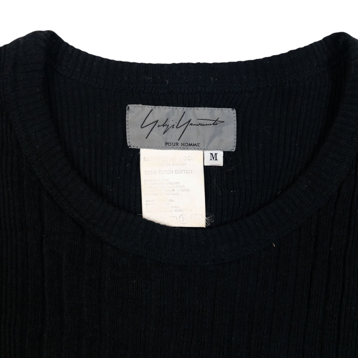 Vintage 90s Yohji Yamamoto Ribbed T Shirt in black (cotton), photo 3