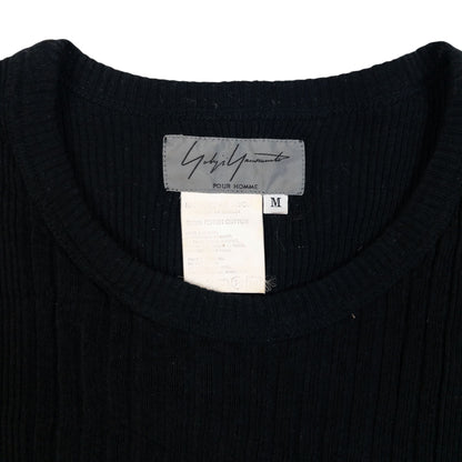 Vintage 90s Yohji Yamamoto Ribbed T Shirt in black (cotton), photo 3
