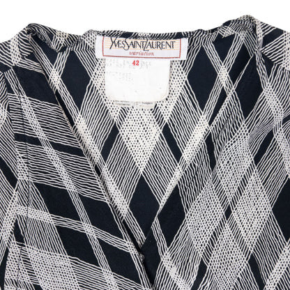 Vintage 70s YSL Yves Saint Laurent Belt Waist Silk Wrap Dress Womens Size L