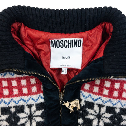 Vintage 90s Moschino Jeans Knit Contrast Pattern Jacket Womens Size S