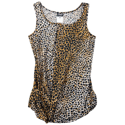 Vintage Dolce & Gabbana Ruched Leopard Print Top Womens Size M