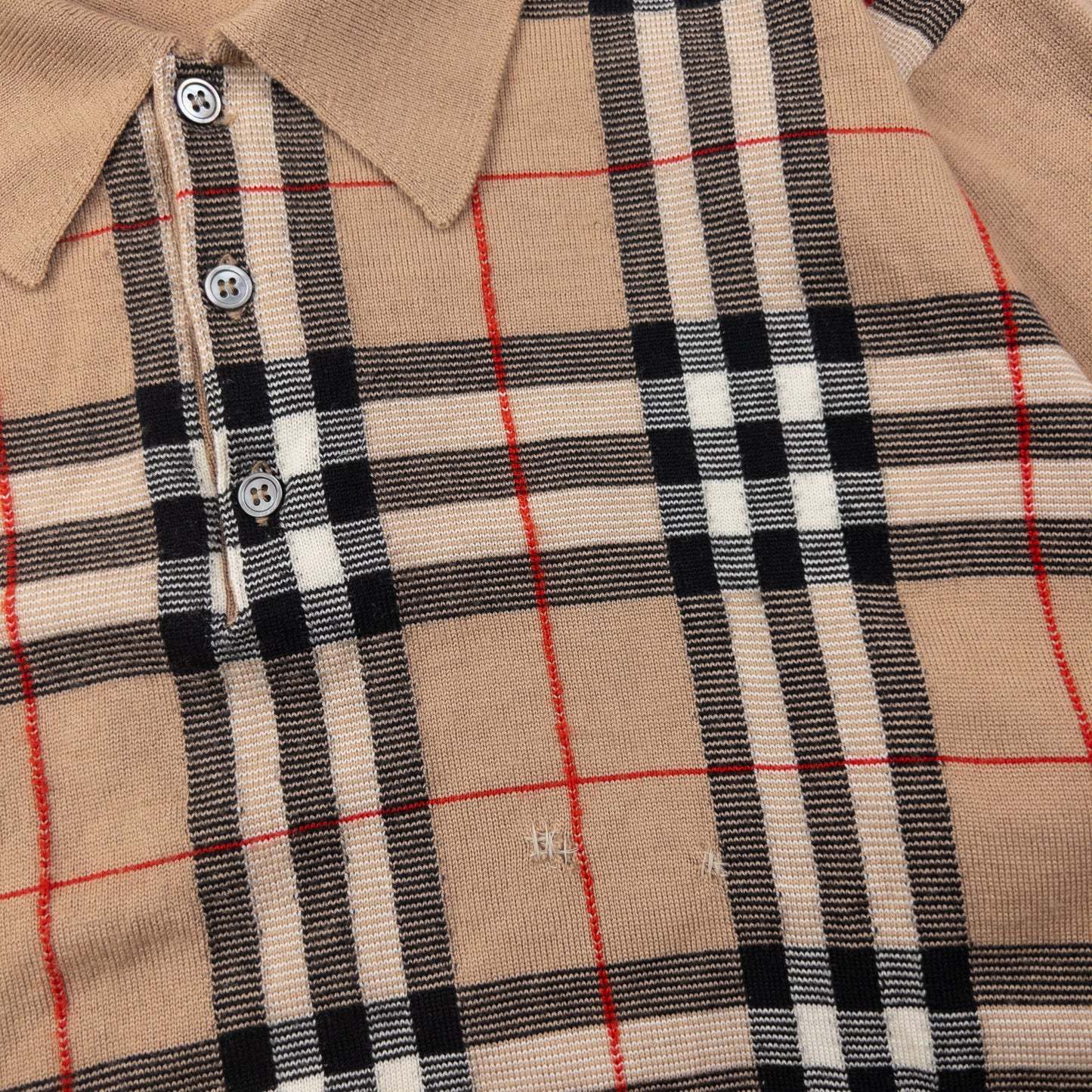 Vintage 90s Burberry Nova Check Wool Polo Jumper Size S