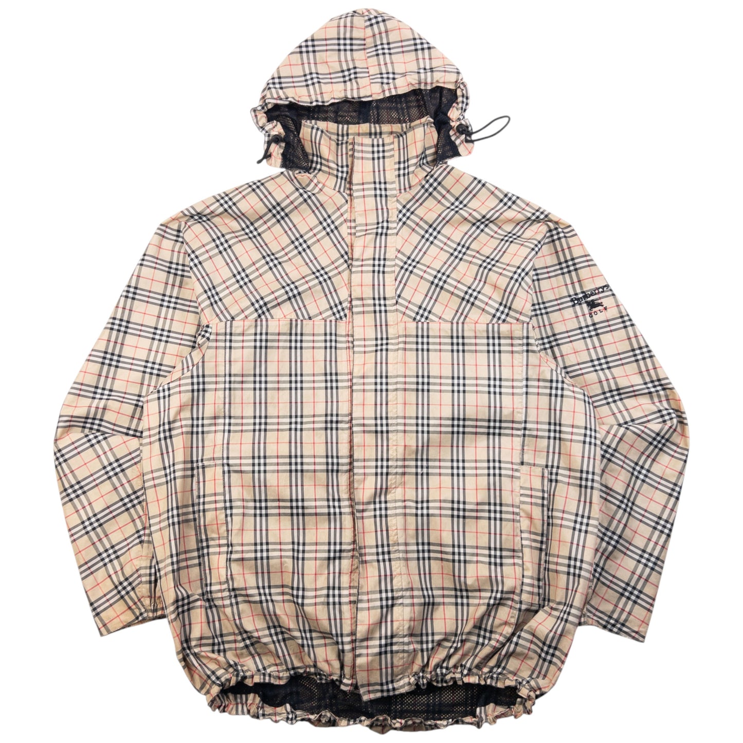 Vintage 90s Burberry Golf Nova Check Packable Jacket Size XL