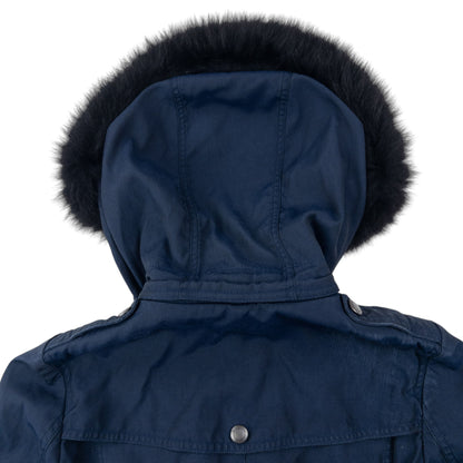 Vintage Burberry Brit Fur Hood Jacket Womens Size M