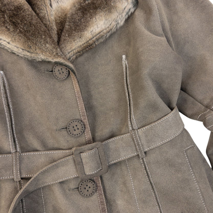 Vintage 2000s Armani Jeans Belt Waist Fur Lined Jacket Womens Size L