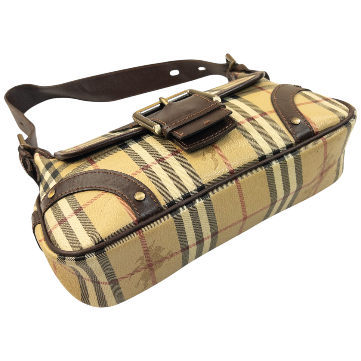 Vintage 2000s Burberry Nova Check Leather Shoulder Bag