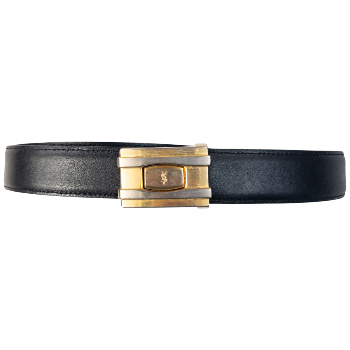 Vintage 90s YSL Yves Saint Laurent Leather Belt in black, photo 2