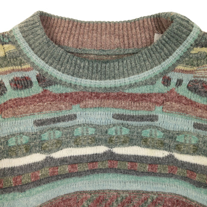 Vintage Pattern Knit Wool Jumper Size XS