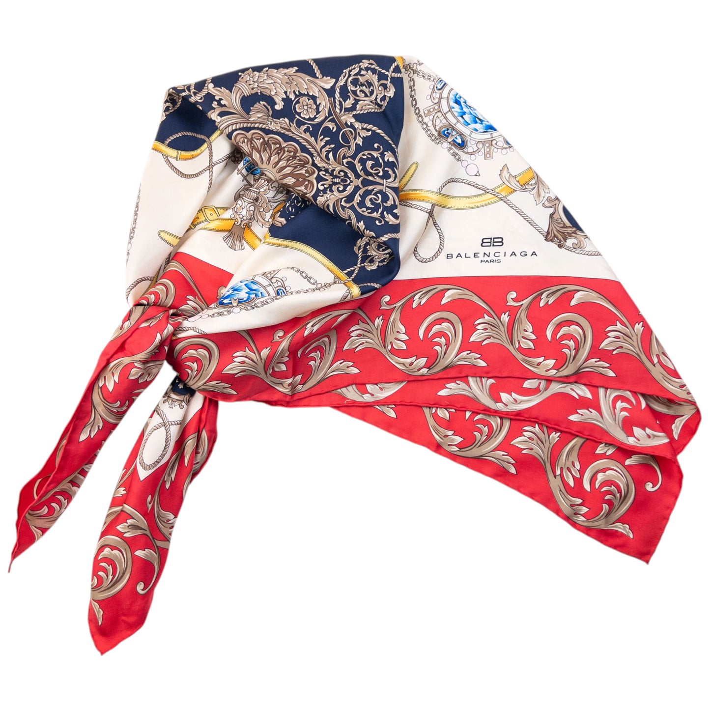 Vintage 90s Balenciaga Jewel Print Silk Scarf