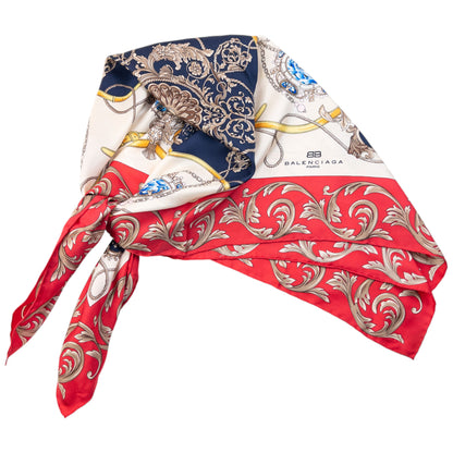 Vintage 90s Balenciaga Jewel Print Silk Scarf
