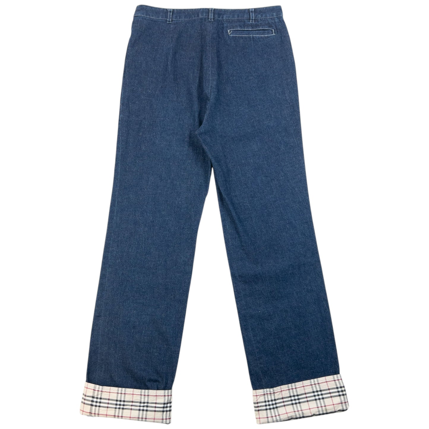 Vintage 2000s Burberry Nova Check Cuff Denim Jeans Size W27