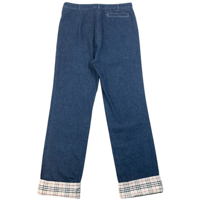 Vintage 2000s Burberry Nova Check Cuff Denim Jeans Size W27