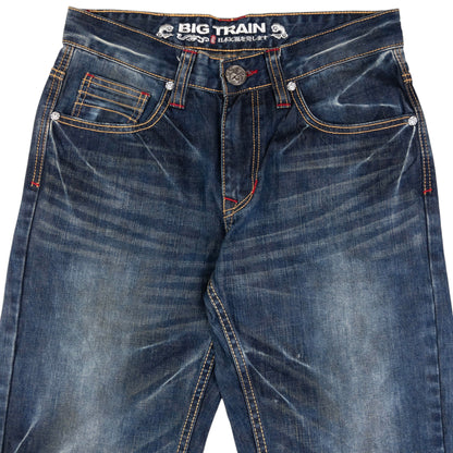 Vintage Big Train Embroidered Koi Fish Japanese Denim Jeans Size W29