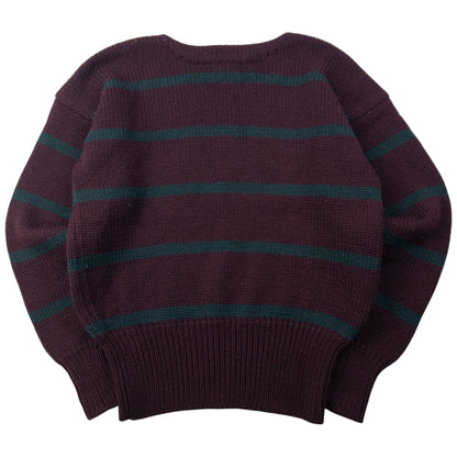 Vintage 90s Polo Ralph Lauren Crest Striped Knit Wool Jumper Size XL
