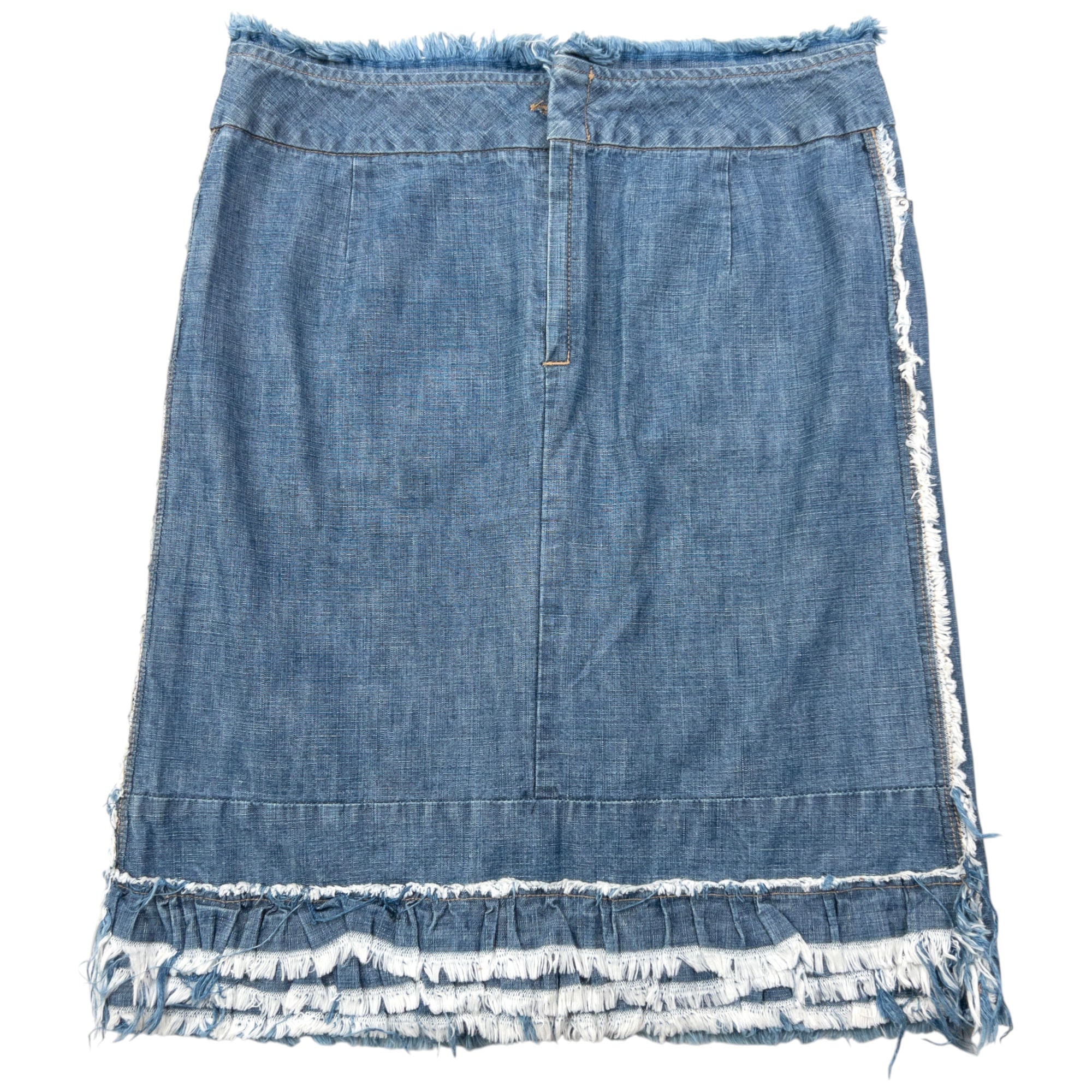 Vintage 2000s Cabane De Zucca By Issey Miyake Denim Ruffle Skirt Womens Size W29
