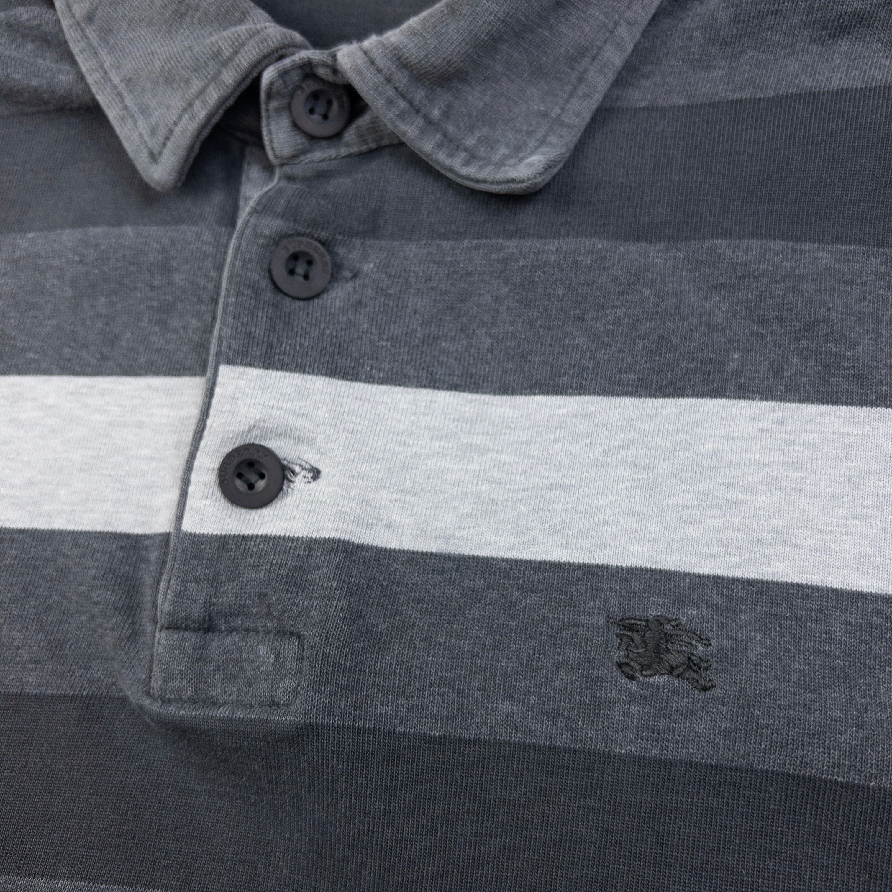 Vintage Burberry Striped Long Sleeve Polo Shirt Size M