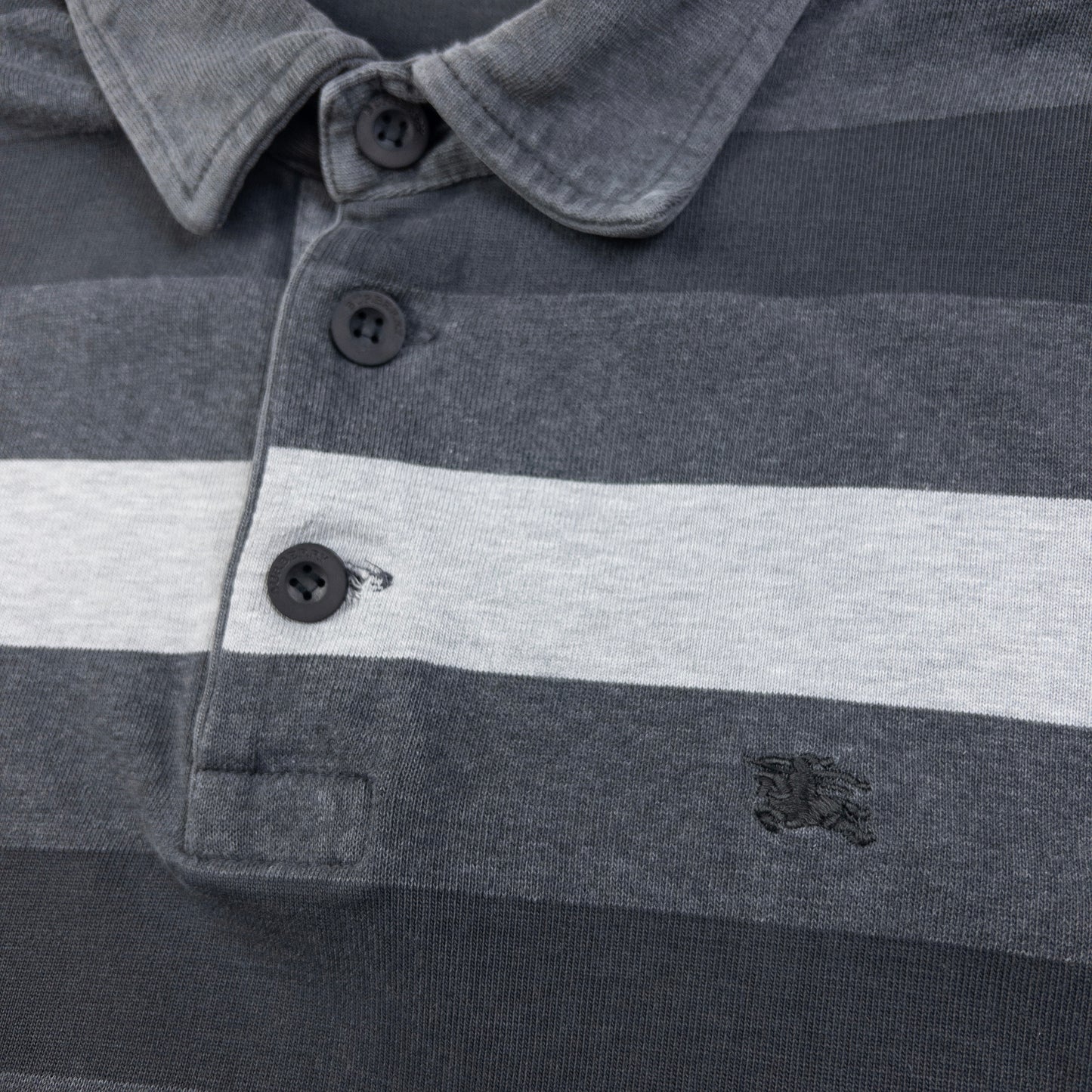 Vintage Burberry Striped Long Sleeve Polo Shirt Size M