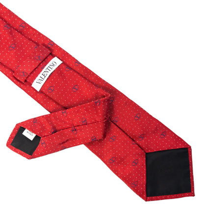 Vintage 90s Valentino Monogram Polka Dot Silk Tie