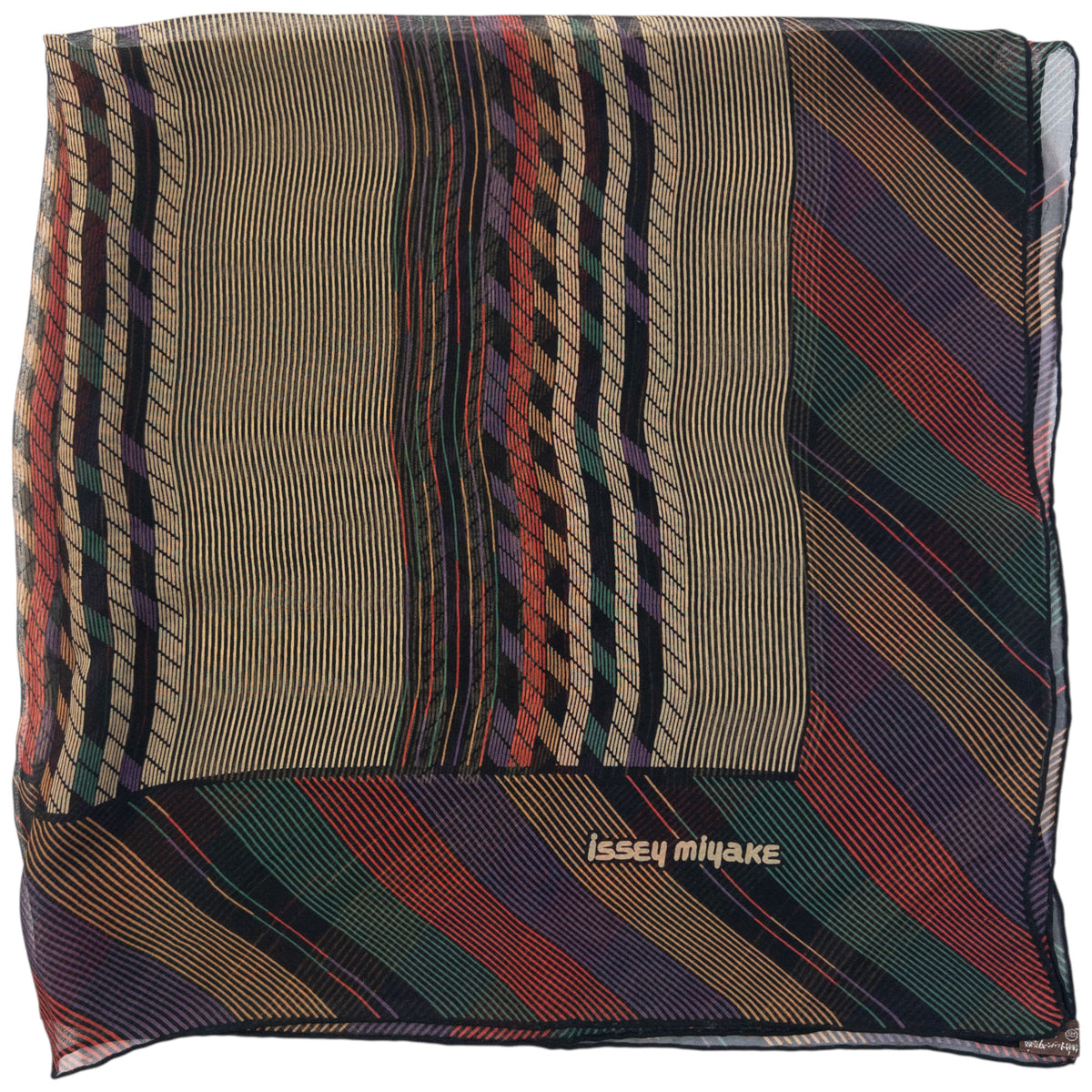 Vintage 90s Issey Miyake Sheer Pattern Silk Scarf