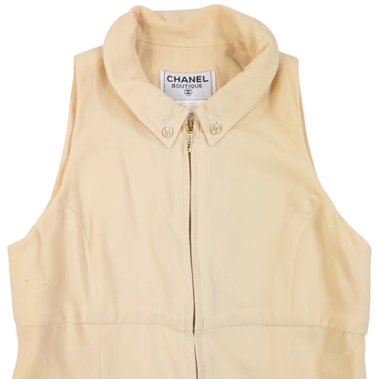 Vintage 1995 Chanel Wool & SIlk Sleeveless Dress in cream, photo 5