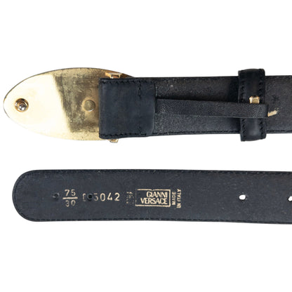 Vintage 90s Gianni Versace Medusa Buckle Leather Belt Size M