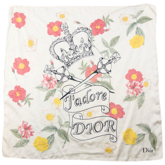 Vintage 2000s Dior J'adore By John Galliano Floral Silk Scarf