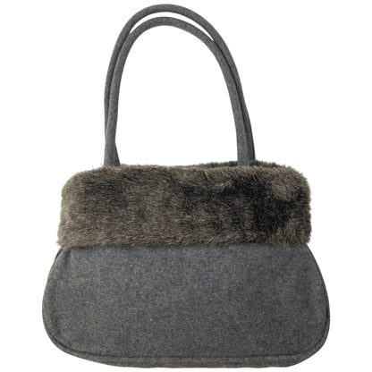 Vintage Miu Miu Fur Trim Shoulder Bag