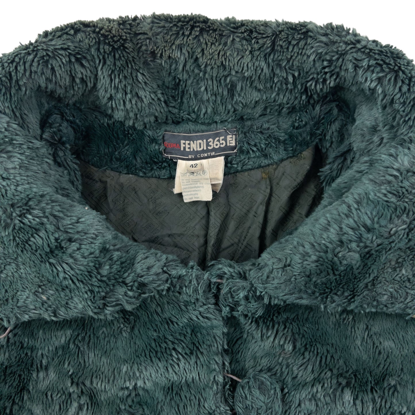 Vintage 80s Fendi 365 Faux Fur Button Up Jacket Womens Size XL