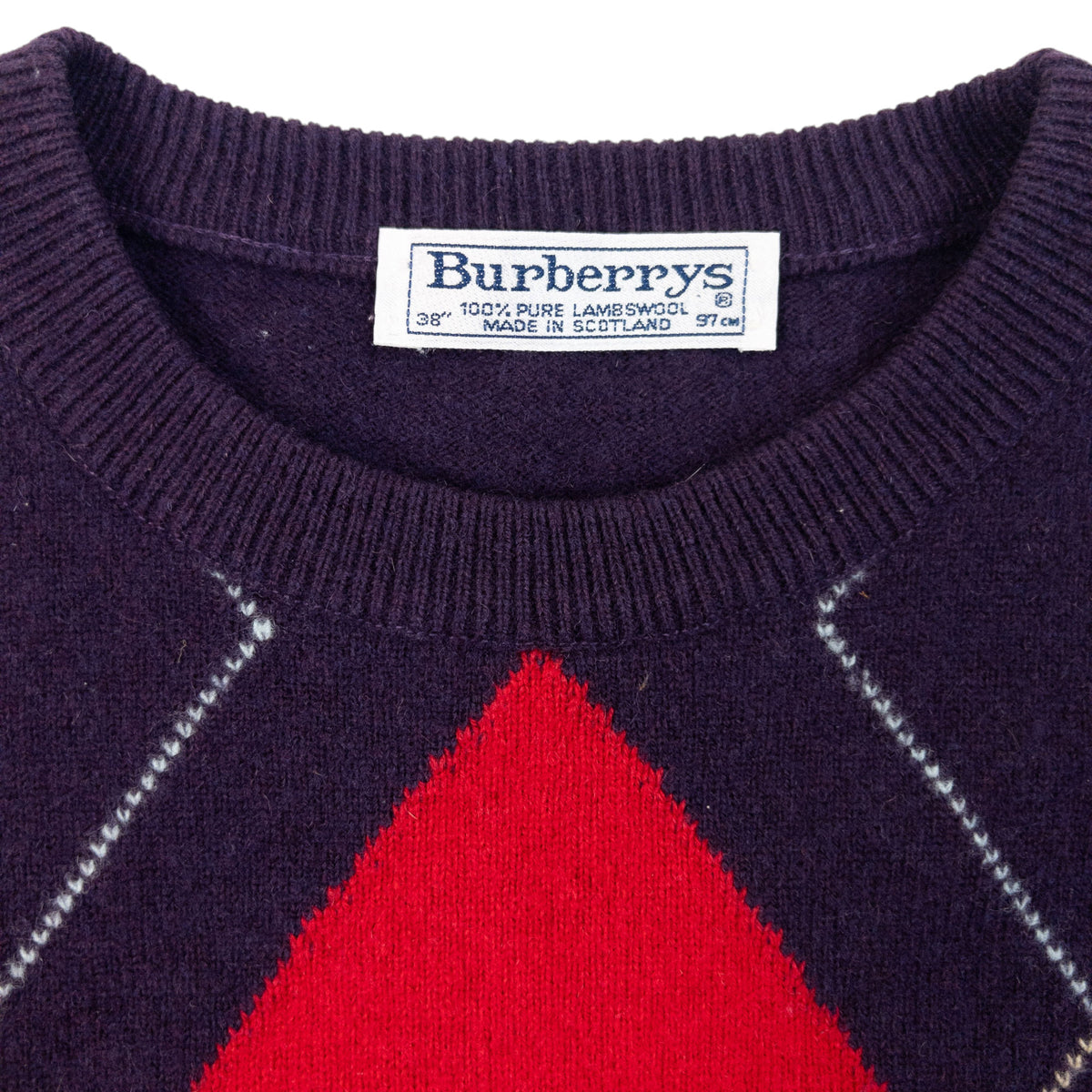 Vintage 90s Burberry Argyle Wool Jumper Womens Size S