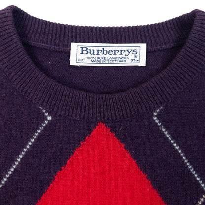 Vintage 90s Burberry Argyle Wool Jumper Womens Size S
