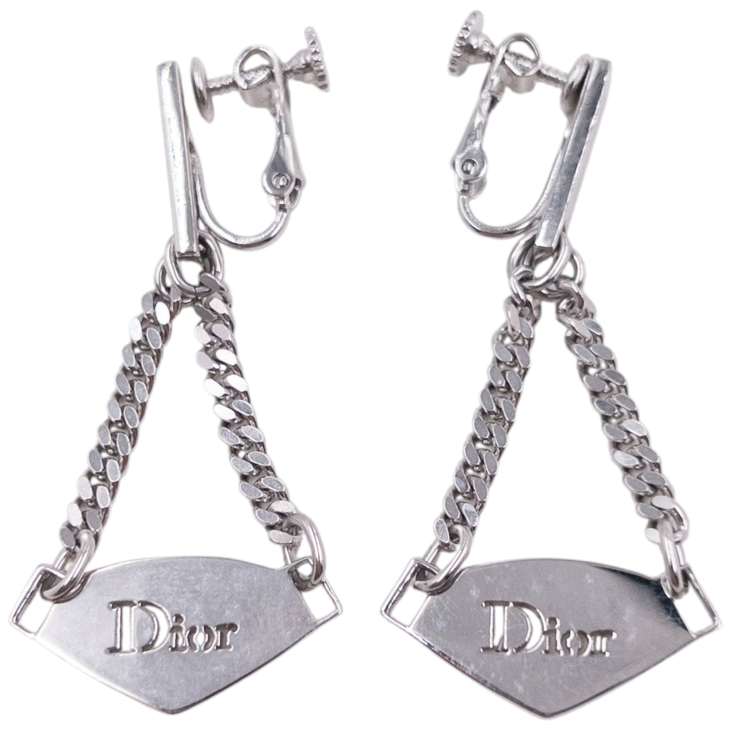 Vintage 2000s Dior By John Galliano Silver Clip-On Earrings
